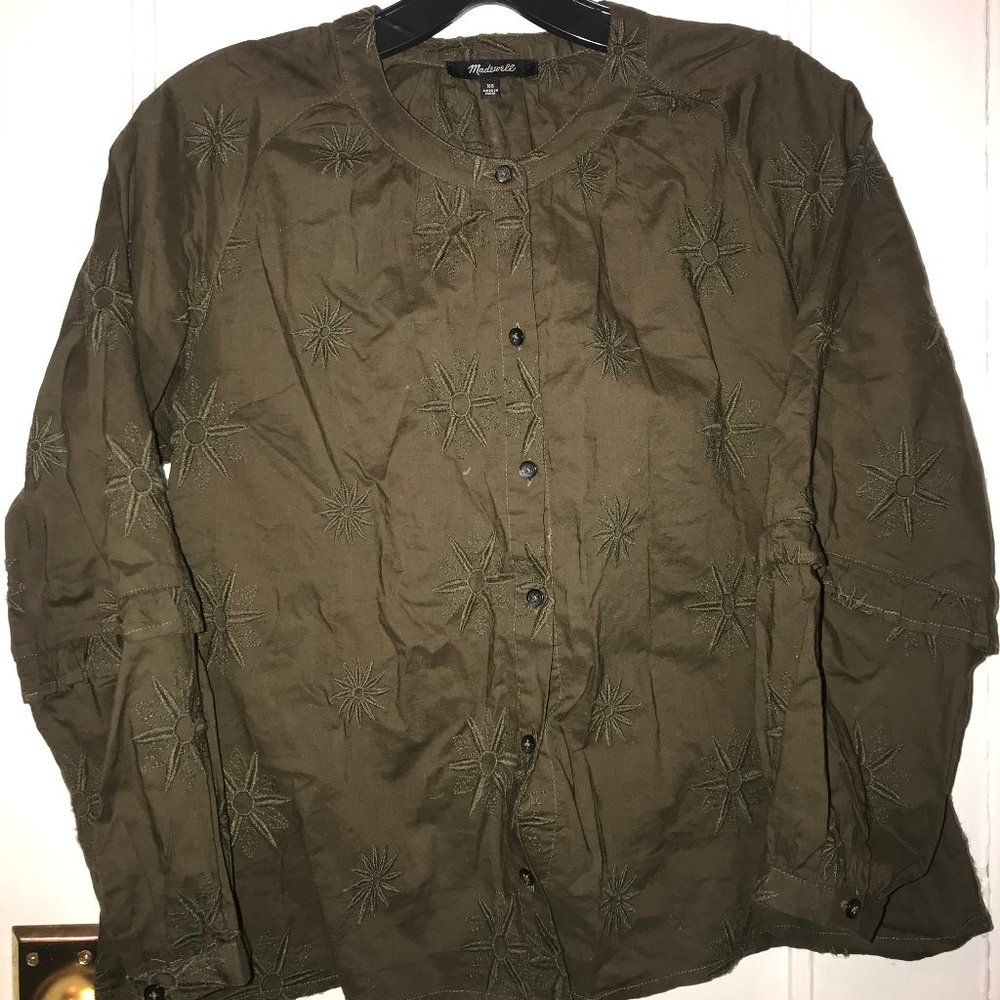 Madewell Eyelet Embroidered Olive Tunic